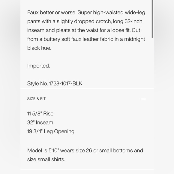 MOTHER Faux Leather High Waisted Tunnel Vision Pleated Prep Pants NWT sz29 - Picture 5 of 7